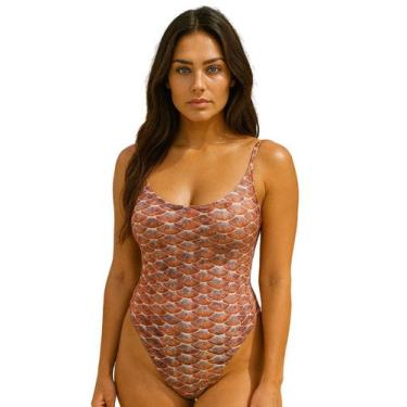 Imagem de Maiô Feminino Sem Bojo Alças Finas Estampado Com Costa Nua - Penelópe 