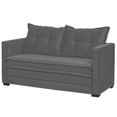 Imagem de Sofá Cama Casal Articulável 2 Lugares Londres Suede Cinza Escuro - D'monegatto