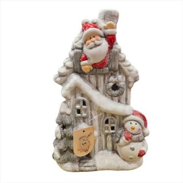 Imagem de Casinha Nevada Led Vila Natalina Boneco Neve Papai Noel 29cm - Magizi