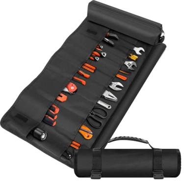 Imagem de Simpelg Organizador de bolsa de ferramentas dobrável para motocicletas resistentes. Bolsa de ferramentas dobrável portátil mecânico e eletricista preto durável equipamento de trabalho para construção