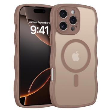 Imagem de GaoBao Capa magnética para iPhone 16 Pro Max, [compatível com Magsafe] Capa de proteção de grau militar, bonita, fina, ondulada, feminina, meninas, homens, meninos, para iPhone 16 Pro Max, deserto