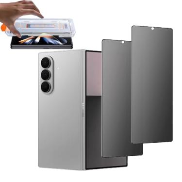 Imagem de BYIUIHS Pacote com 2 películas de vidro temperado de privacidade projetadas para Galaxy Z Fold 6, 2 peças de película de vidro temperado anti-peep, kit de fácil instalação resistente a arranhões