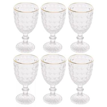 Imagem de Conjunto Wolff 6 Taças Fio Dourado Para Água De Vidro 345ml