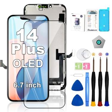 Imagem de EFAITHFIX Tela de substituição para iPhone 14 Plus OLED [NÃO LCD] Tela sensível ao toque 3D de 6,7 polegadas FHD Digitalizador Assembléia A2632 A2885 A2886 A2887 A2888 com ferramentas de reparo