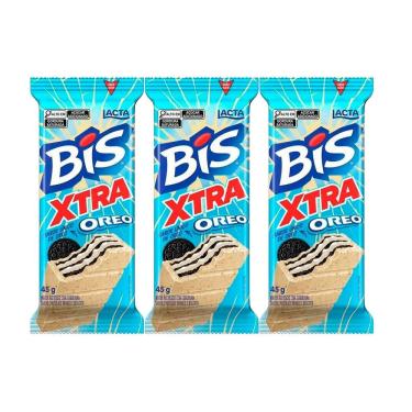 Imagem de Kit 3 Chocolate Bis Lacta Xtra Oreo com 45g