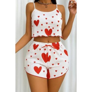 Imagem de Pijama Baby Dool Feminino Verão Short doll Sexy de Coração, Baby Doll 