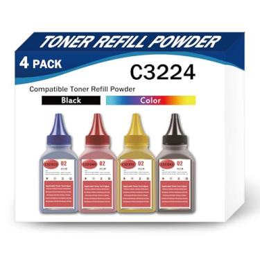 Imagem de C3224 refil de toner em pó compatível com Lexmark C3210K0 C3210C0 C3210M0 C3210Y0 Kit de frasco de tinta usado em C3224dw C3326dw C3426dw MC3224i MC3426i MC3326i refil de cartucho de impressora, 4