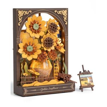 Imagem de Conjunto de construção de quebra-cabeças 3D rowood Sunflower com arte 