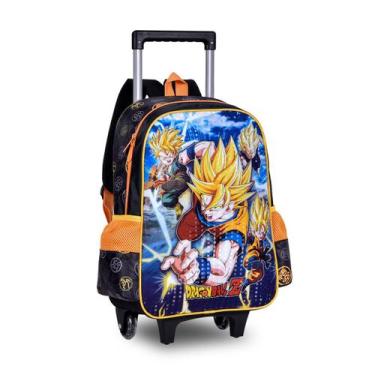 Imagem de Mochila Dragon Ball Z Bolsa Escolar Goku Mala De Rodinhas - Clio Style