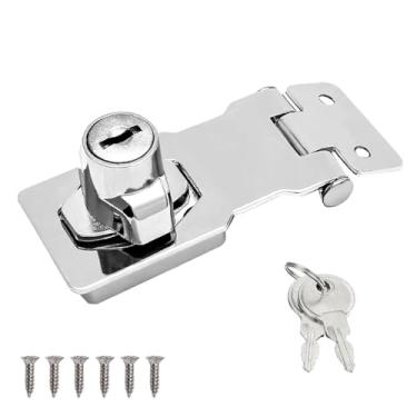 Imagem de Wopanxye Fecho de trava de porta com chave de botão giratório, trava e grampo de ferrolho de segurança, fivela de aço inoxidável, para armários, gavetas, armário, porta da frente, portas pequenas
