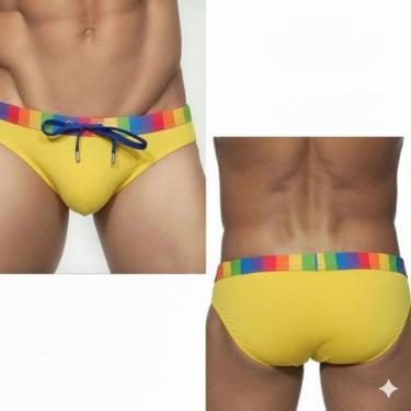 Imagem de Sunga Com Cós Arco-íris Todas As Cores - Alvez Alves, Amarelo, 44/GG