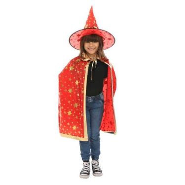 Imagem de Kit Capa com Chapéu Bruxa Infantil Halloween Estampado - Sulamericana,