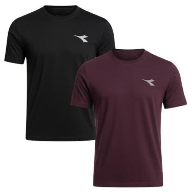 Imagem de Kit 2 Camisetas Diadora Small Logo Masculina - Preto e Vermelho M, Pre