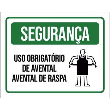 Imagem de Kit 3 Placas Segurança Uso Obrigatório Avental De Raspa