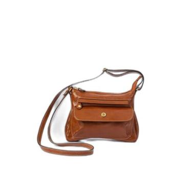 Imagem de Bolsa Selma Caramelo Transversal Feminina Em Couro Legitimo - Betania 