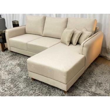 Imagem de Sofá 3 Lugares 2,00 m Linho Bege Chaise Yvi