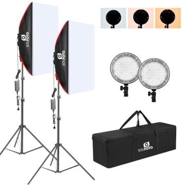 Imagem de SOU FOTO Kit Iluminação Luz Continua Softbox Dimerizável Ajuste de Potência e Cor (BICOLOR)
