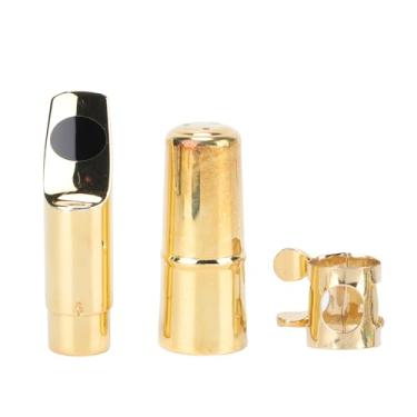 Imagem de RiToEasysports Conjunto de Boquilhas para Saxofone Soprano, Construção Em Latão Com Tampa de Metal para Clareza de Som Brilhante e Ressonância Aprimorada, Ideal para Músicos e Artistas Sopranos