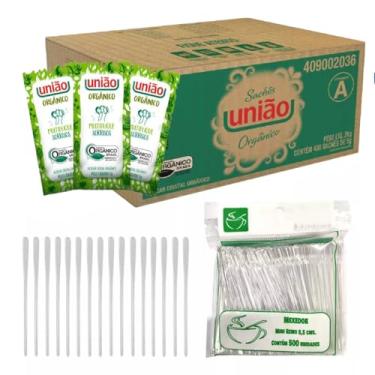 Imagem de Açucar União Organico Sache Caixa 400 Saches + Mexedor Cafe 500 Unidades Kits na Web