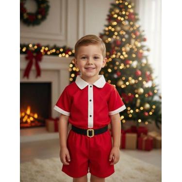 Imagem de Conjunto Mauricinho Natal Papai Noel - Camisa E Bermuda - Pequenos Enc