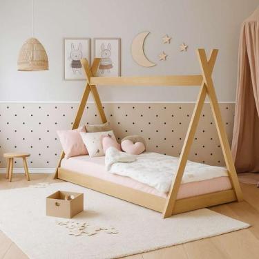 Imagem de Mini Cama Juvenil Cabana 100% Madeira Maciça Para Crianças Segura - An