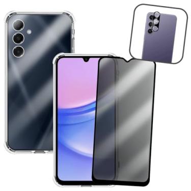 Imagem de Kit Capa Anti Impacto, Película Privacidade 3D e Protetor de Lente para Samsung Galaxy A15, Transparente