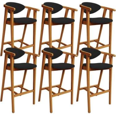 Imagem de Kit 06 Banquetas Alta Para Cozinha Bancada Bar Sala De Jantar Fixa Cec