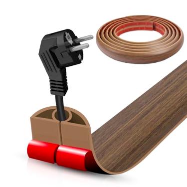 Imagem de Capa de cabo de piso, cabo autoadesivo, ocultador, piso de 3 m, protetor de cabo de alimentação, protetor de cabos elétricos de piso para escritórios, academia, exposições (madeira marrom misty, 2 cm