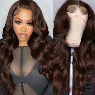 Imagem de Perucas frontais de renda FASCARA, marrom avermelhado, cabelo humano d