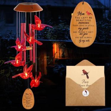 Imagem de Cardinal Red Bird Solar Wind Chimes  Presentes de jardim ao ar livre p