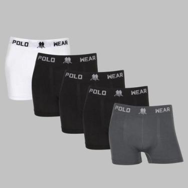 Imagem de Kit 5 Cuecas Boxer Polo Wear Masculino Original Premium Lisa, 1branco,