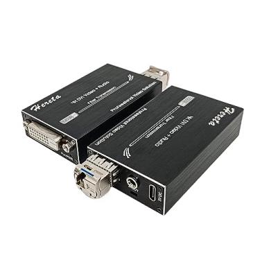 Imagem de Hereta Extensor de vídeo Mini DVI 4K HD, conversor DVI para fibra transceptor óptico de até 20 km em modo único com áudio estéreo externo