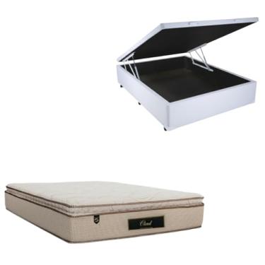 Imagem de Cama Box Baú Blindada com Colchão Cloud Molas Ensacadas C/Pillowtop 32cm (CORINO BRANCO, Casal)