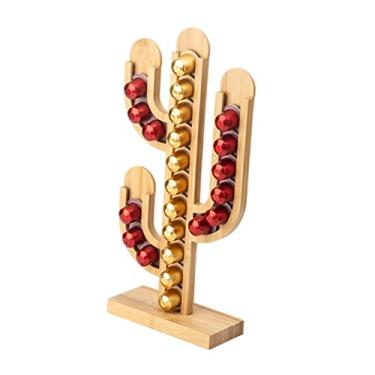 Imagem de Bamboo Cactus Storage Rack Coffee Accessories Holder for Capsule Organizer Counter Pod Stand Bar Accessory