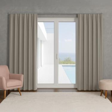 Imagem de Kit 2 Cortina Blackout Basic, 300x270cm, Corta Luz, para Trilho Suíço até 2m (Cinza)