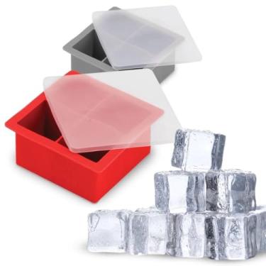 Imagem de 2 Unidades Forma Silicone 11x11x5cm 4 Divisórias Multicolorida Para Gelo Frutas Cubos