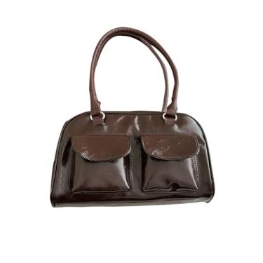 Imagem de SweatyRocks Bolsas de ombro femininas de couro PU, bolsa de trabalho com bolsos, Marrom café, one_size, Macio