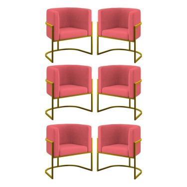 Imagem de Kit 06 Cadeiras Poltrona Lua Gold Balaqui rosa Rosa