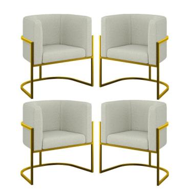 Imagem de Kit 4 Cadeiras Poltrona Lua Boucle Gold Balaqui Bege