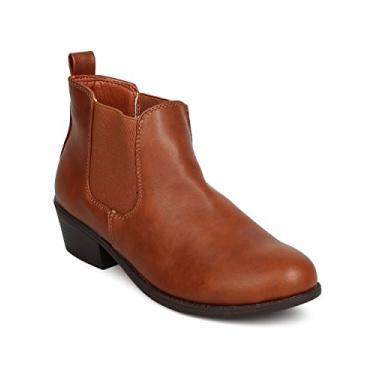 Imagem de Botas femininas de cano baixo com salto grosso e elástico, sem cadarço, sem cadarço, sem cadarço, Cognac, 6