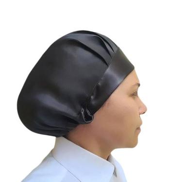 Imagem de Kit 5 Touca Multi-funcional  de cetim  preto  com elástico - IsaToucas