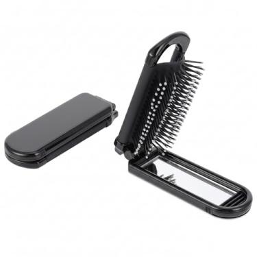 Imagem de Escova de cabelo dobrável com espelho para mulheres e meninas, mini pente de bolso com cerdas de nylon macias, ferramenta compacta de viagem para bolsa, acessório de cabelo portátil pequeno para