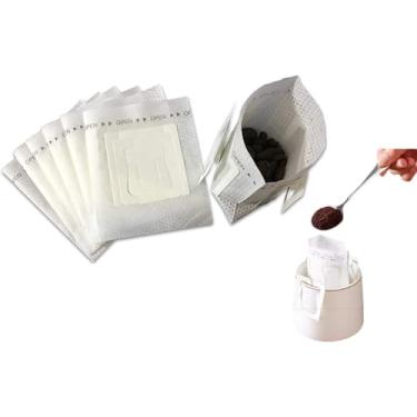 Imagem de 100 sacos brancos de filtro de café descartáveis, portátil de dose única, design de orelha suspensa