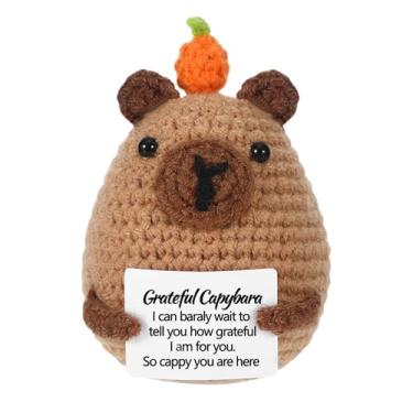Imagem de Chanumetal Capivara de crochê positiva, presentes de capivara feitos à mão, animais de pelúcia em crochê positivo, para mulheres, homens, Natal, Dia dos Namorados, Dia das Mães, Páscoa, Aniversário