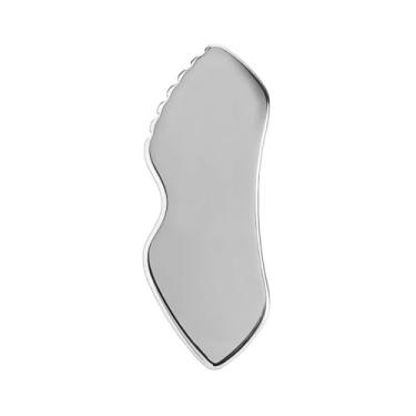 Imagem de Placa de Raspar Aço Inoxidável 304 Ferramenta Beleza Massagem Facial em Forma Lábio Dentado Cuchillo Fáscias para Drenagem Meridianos Gua Sha Suave Redução Inchaço Alivio Tensão Minimização Linhas Fin