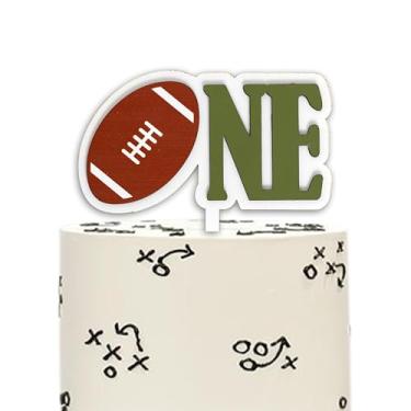 Imagem de Raoformi Football Theme First Birthday Cake Topper - First Year Down Decoration,Sports Theme Birthday Party Supplies,Rugby Topper Smash Cake Photo Props