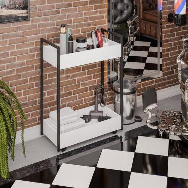 Imagem de Carrinho De Apoio Estética Salão Industrial 2 Prateleiras Orla Pret M13 - D'rossi Branco