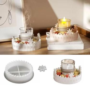 Imagem de Molde de suporte de vela de silicone, calendário de contagem regressiva, suporte de vela redondo de Natal 31 dias para decoração de casa de Natal