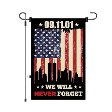 Imagem de 12 x 18 polegadas 911 We Will Never Forget Garden Flag Memorial Flag of Heroes Dupla face para exterior interior casa exterior jardim decoração (q1)