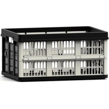 Imagem de Caixa Organizadora Dobrável Empilhável 45L 30Kg Preto/Cinza Premium Helsim Resistente